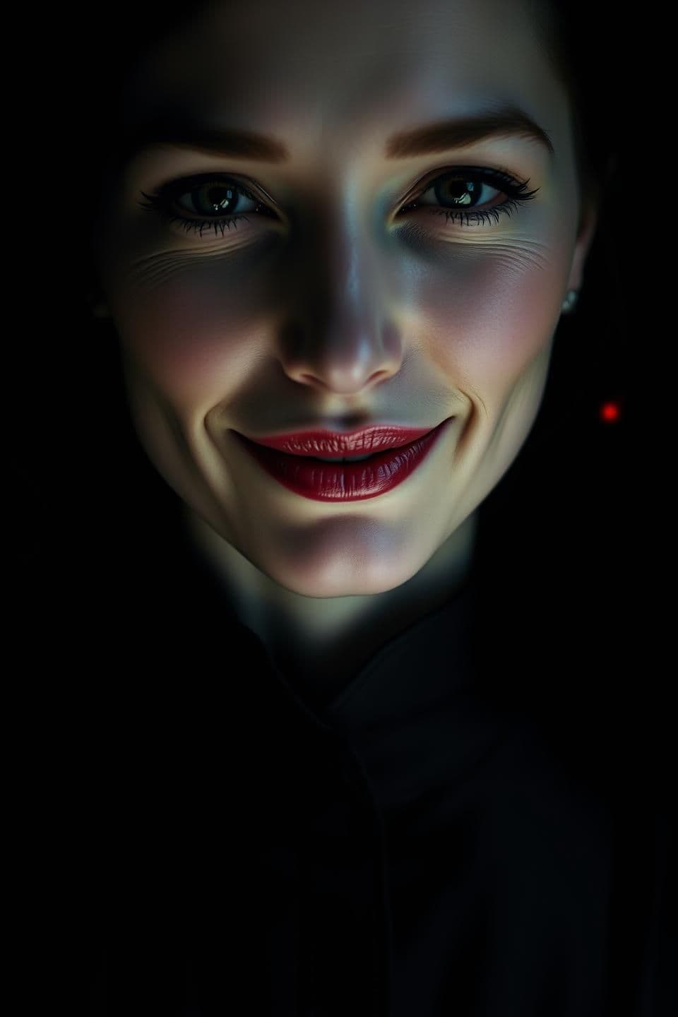 AI generated: The Deceptive Smile (Focus on the Mastermind)
Visual Metaphor: The calm facade of the danger (Lila).
Art Style: Photorealistic, Ultra Realistic, Cinematic.
Color Palette: Deep, co