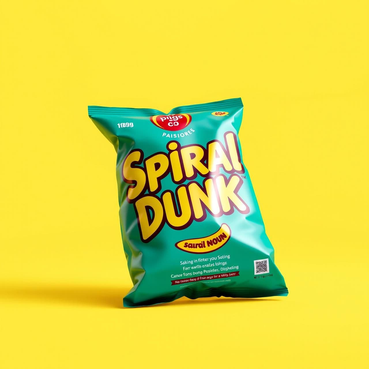AI generated: “Create a high-resolution, cinematic product shot of the same Spiral Dunk packaging. Change the packaging color to the teal shade shown in the reference image (use exact tone). Kee