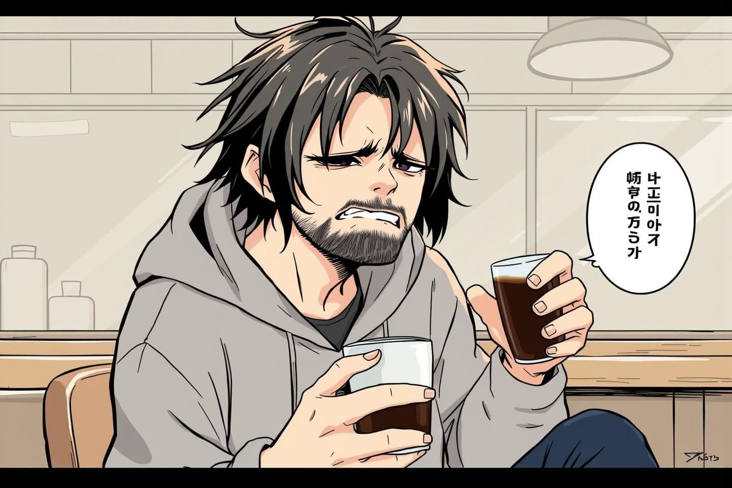 AI generated: FULL PANEL DESCRIPTION (800 words)
Create a Korean manhwa-style digital panel continuing directly from Panel 1 with zero visual changes to character design, environment, lighting,