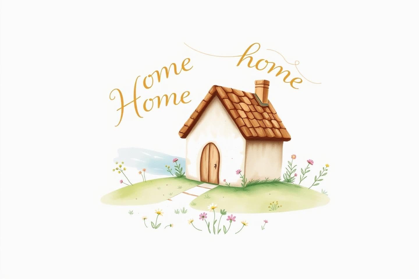 AI generated: A serene design capturing the essence loaf of bread with a whimsical touch, featuring a quaint, hand-painted country cottage surrounded by soft green fields and faded floral accen