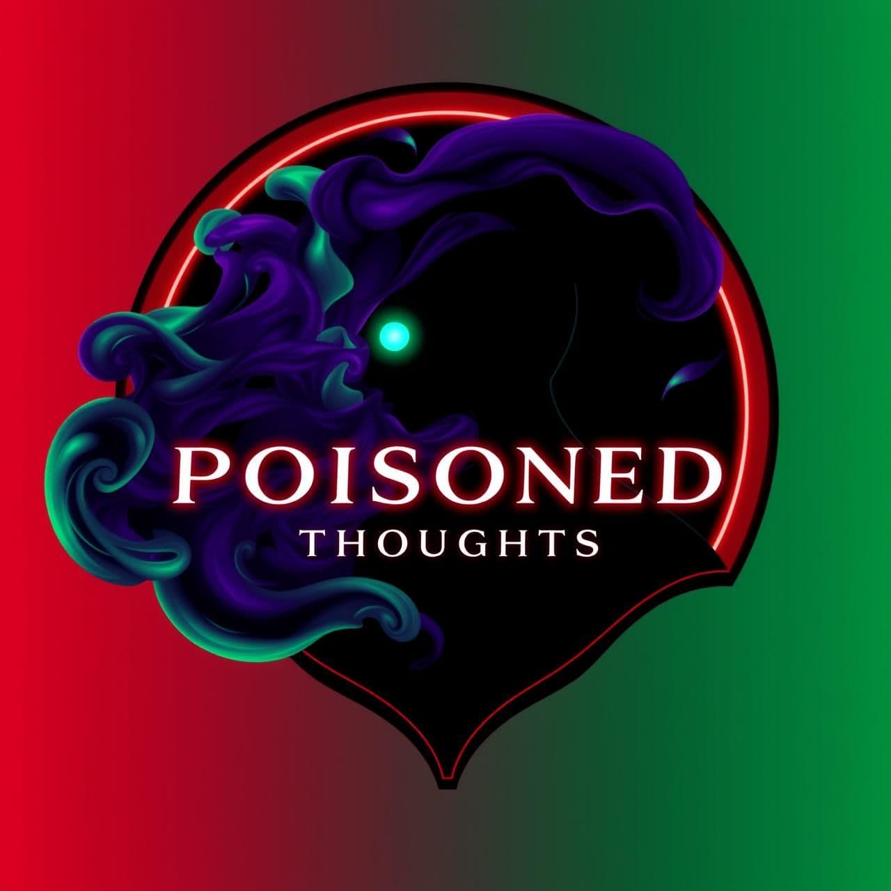 AI generated: A dark, aesthetic profile emblem featuring a mysterious human silhouette with glowing eyes, surrounded by swirling smoke shaped like fragmented thoughts. A subtle neon green and pu