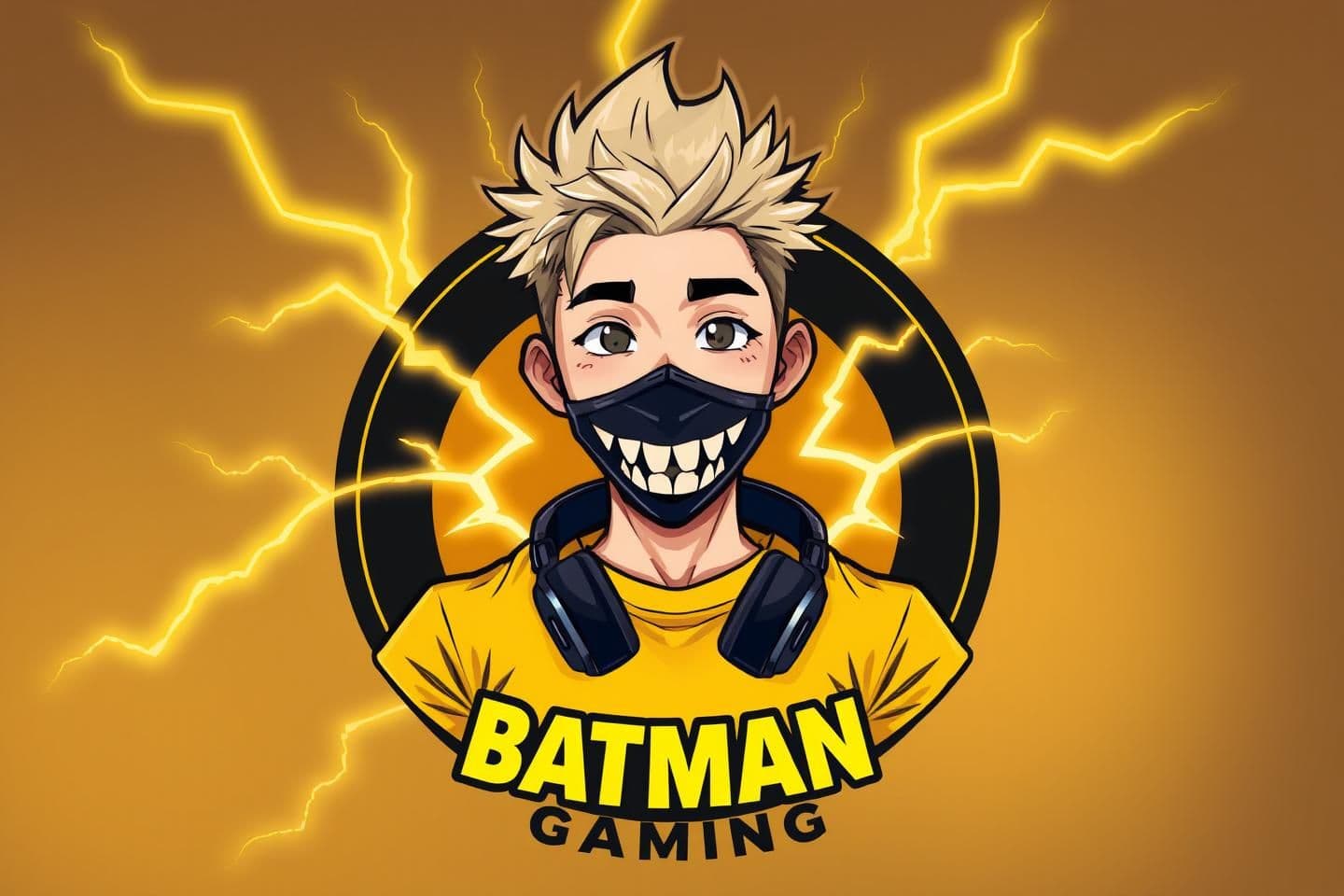 AI generated: A stylized digital illustration of a young, male gamer featured in a circular logo. The subject, likely of Asian ethnicity, has light skin and is depicted with spiky, silver-blonde