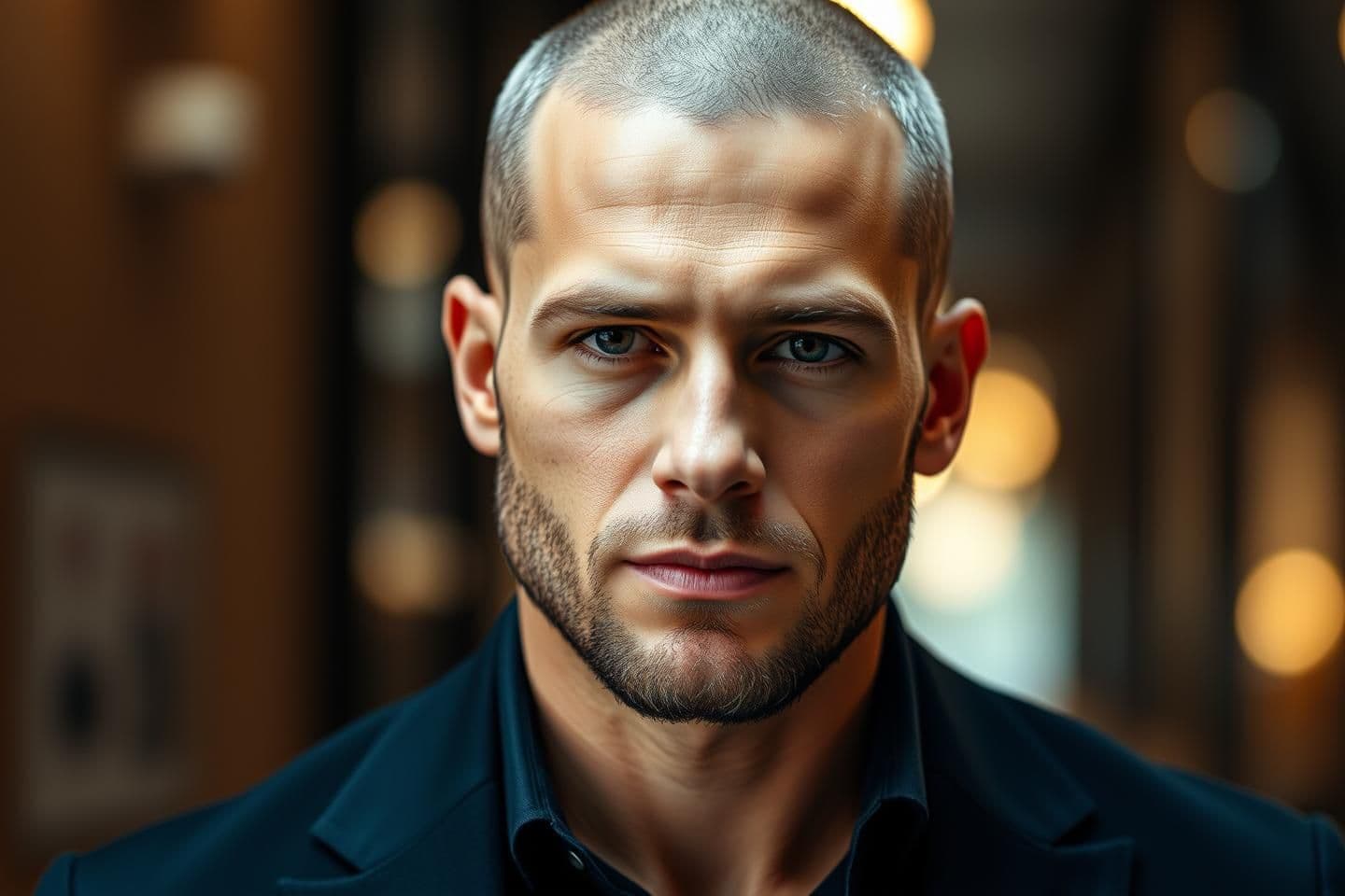 AI generated: Enhance the appearance of the man in the reference image while keeping him fully recognizable. Sharpen the masculine jawline, improve facial symmetry, and add subtle beard detailin