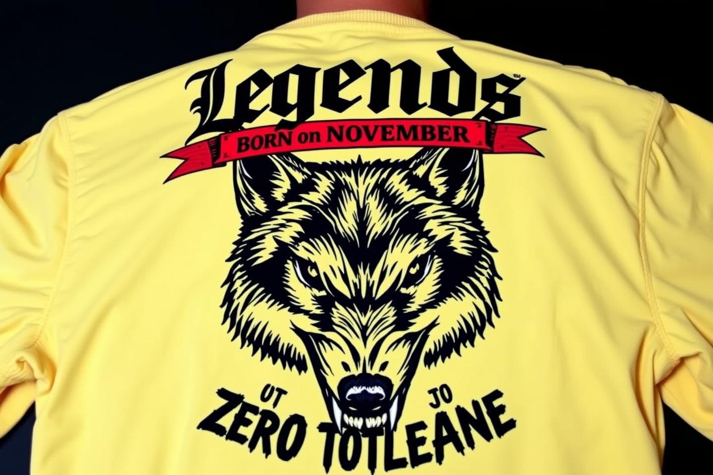 AI generated: A high-quality, fierce ouline image, laid flat. Featuring an intricate rubber print design prominently centered on the upper back.
The design consists of two main parts:
Top Line (