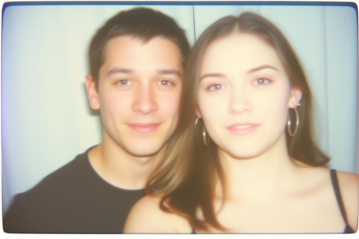 AI generated: Make this image of two people look like it was taken with a Polaroid camera. There should be no obvious subjects or props. It should look like a random shot captured by chance.
Th