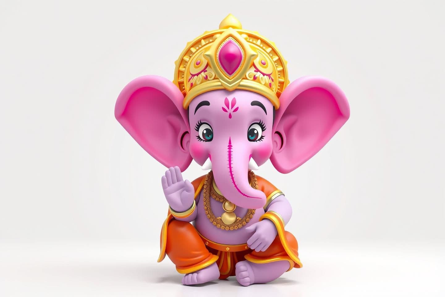 AI generated: “A high-resolution 3D cartoon-style character of Lord Ganesha, designed with vibrant colors and smooth stylized textures. Cute, expressive features with a friendly divine look. Sof
